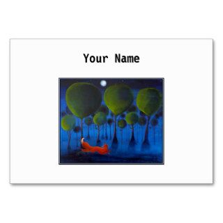 Red fox with trees in the Night Time. Business Card Template