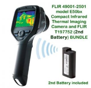 FLIR 49001 2501 model E50bx Compact Infrared Thermal Imaging Camera and FLIR T197752 (2nd Battery) BUNDLE, (240 x 180 IR Resolution) with on board Visual Camera, Wi Fi, Picture in Picture, Thermal Fusion and Bright LED Light, Measures Temperature to 248�F 