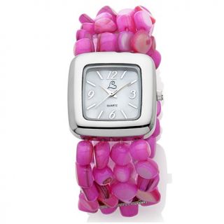 Colleen Lopez "Down by the Sea" Mother of Pearl Beaded Stretch Watch