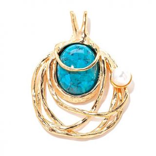 Noa Zuman Jewelry Designs "Mapal" Turquoise and Cultured Freshwater Pearl Swirl