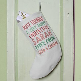 personalised christmas stocking   retro text by snapdragon
