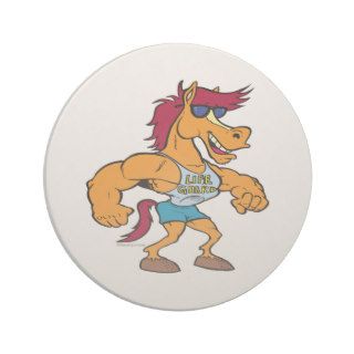 funny stud stallion horse cartoon beverage coaster