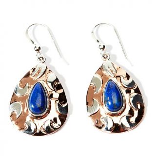 Jay King Lapis Pear Shape Sterling Silver and Copper Drop Earrings