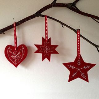 embroidered christmas tree decorations by goldborough