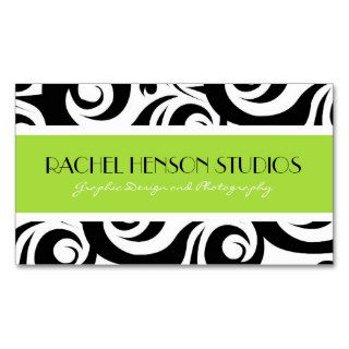 Modern Damask Black and White Chic Profile Cards Business Cards