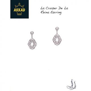AKKAD "La Cruzar de la Reina" Clear Crystal Pavé Goldtone Drop Earrings