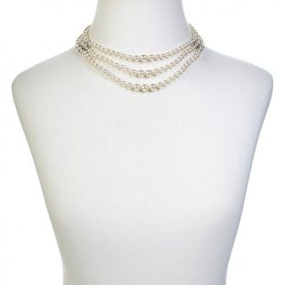 Majorica 6 8mm Manmade Organic Pearl and CZ 15" Draped Multi Strand Necklace