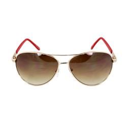 Pilot Fashion Aviator Sunglasses Gold and Red Frame Amber Lenses for Men and Women Fashion Sunglasses