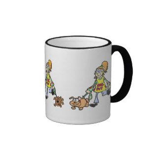 Funny cartoon dog walker Mugs