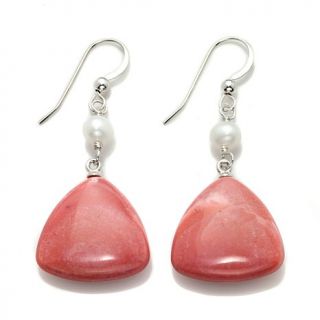 Jay King Pink Opal and Cultured Pearl Sterling Silver Earrings