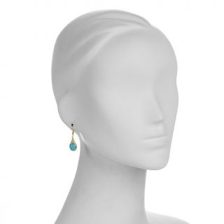 Heritage Gems Sleeping Beauty Turquoise and White Topaz Drop Earrings