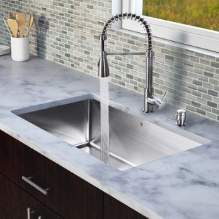 Vigo 32 x 19 Single Bowl Kitchen Sink with Sprayer Faucet