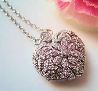 silver heart crystal locket by bijou gifts