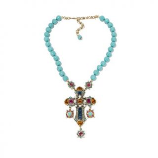 Heidi Daus "Jeweled Awakening" Beaded Crystal Cross Drop Necklace