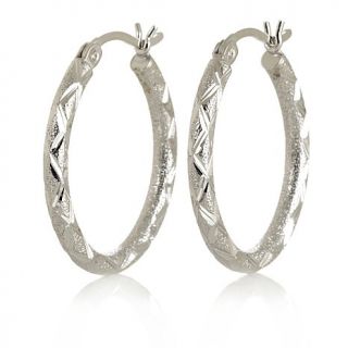 Michael Anthony Jewelry® Sterling Silver Diamond Cut Oval Earrings