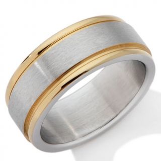 Stainless Steel 2 Tone Brushed Finish 8mm Wedding Band Ring