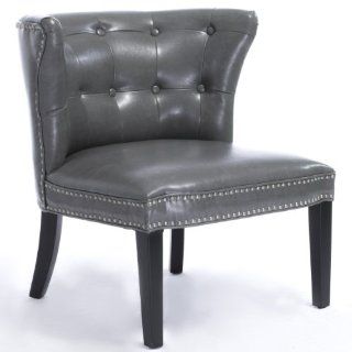 Rocio Grey Leather Accent Chair   Armchairs