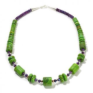 Chaco Canyon Southwest Green and Purple Turquoise 2 Tone Necklace