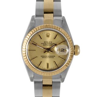Pre Owned Rolex Women's Two Tone Water Resistant Datejust Watch Rolex Women's Pre Owned Rolex Watches