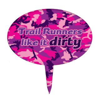 Trail Runners Like it Dirty   Pink Camo Cake Picks