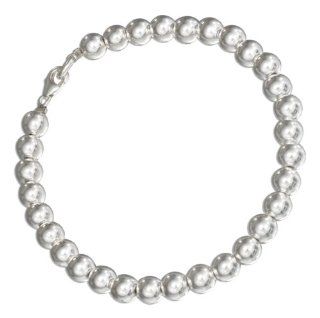 Sterling Silver 7.5 inch Round 6mm Beaded Bracelet Strand Bracelets Jewelry