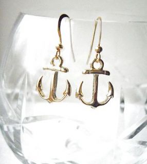 gold plated anchor earrings by la belle et la bete