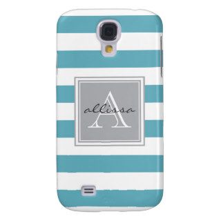 Ocean Blue Monogrammed Awning Stripe Galaxy S4 Case