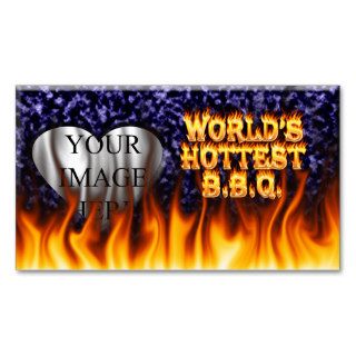 World's hottest BBQ fire and flames blue marble Business Card Templates