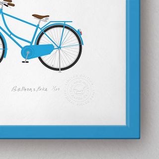 bicycle and balloons giclée print by mac and ninny paper company