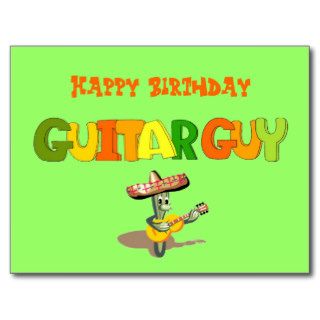 Happy Birthday Guitar Guy Postcard