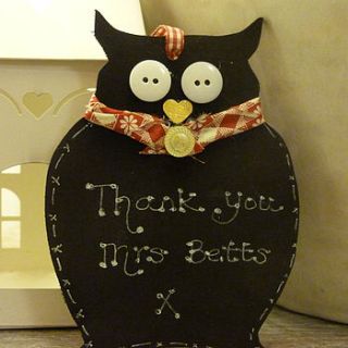 personalised thank you teacher's owl plaque by kitty's