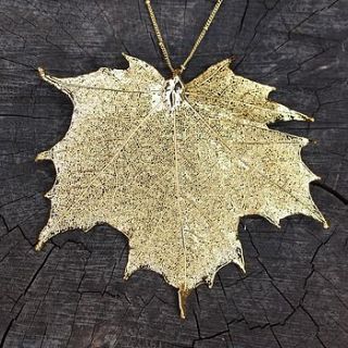 gold dipped large maple leaf necklace by nest