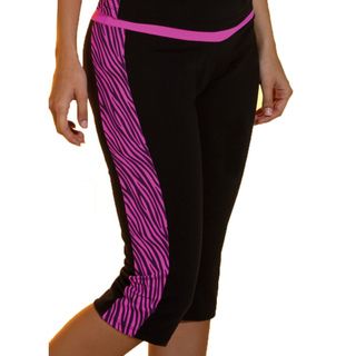 Fajate Women's Black and Zebra Print Fitness Capri Pants Pants