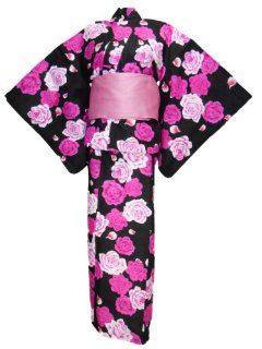 myKimono Women's Traditional Japanese Kimono Robe Yukata(pink rose)241 with Obi Belt Toys & Games