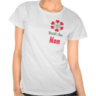 World's Greatest Mom Red Heart Flower T Shirt