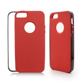 Aimo Wireless IPH5PCTPU203 Hybrid Sensual Gummy PC/TPU Slim Protective Case for iPhone 5   Retail Packaging   Black/Red Cell Phones & Accessories