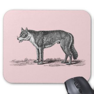 Vintage Wolf Illustration   1800's Wolves Template Mouse Pads