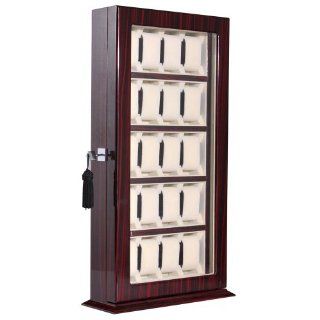Cherry Wood 20 Watch Display Case 24"H Cabinet Storage Box Glass Door Rectangular Stand Wristwatch Holder   Jewelry Boxes