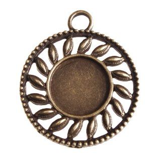 New Arrived 20pcs Antique Bronze Plated Pendant Trays 14mm Round Cabocon Settings Kitchen & Dining