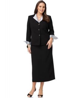 Le Suit Plus Size Suit, Organza Foldover Collar Bell Sleeve Jacket & A Line Skirt   Suits & Separates   Plus Sizes