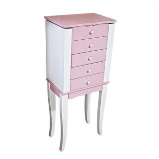 Mele & Co. Louisa Girl's Pink and White Wooden Jewelry Armoire