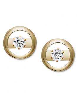 14k Gold Earrings, Cubic Zirconia Accent Circle Studs   Earrings   Jewelry & Watches