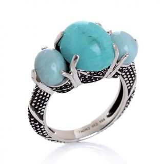 Hilary Joy ite and Larimar Sterling Silver Caviar Texture Ring