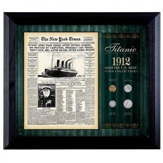1912 Titanic Framed Commemorative 4 Coin Set with Reproduction New York Times H