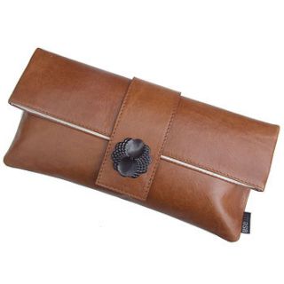 tan leather vintage button clutch bags by use uk