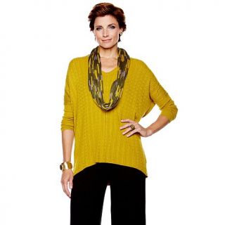 MarlaWynne Cable Knit Hi Low Pullover Top