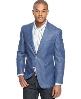 Tommy Hilfiger Jacket, Blue Solid Linen Blend Sportcoat   Blazers & Sport Coats   Men