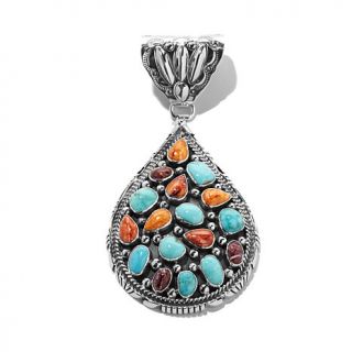 Chaco Canyon Southwest Pear Shaped Multigemstone Sterling Silver Pendant