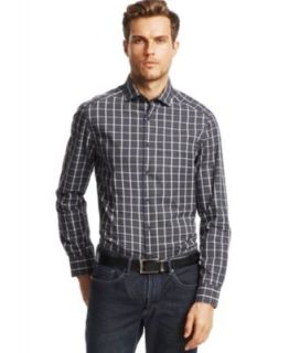 Kenneth Cole New York Long Sleeve Heather Plaid Shirt   Casual Button Down Shirts   Men