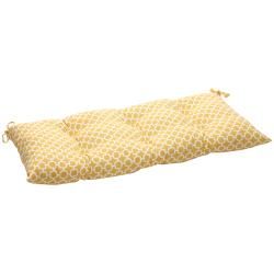 Yellow/ White Geometric Outdoor Tufted Loveseat Cushion Pillow Perfect Outdoor Cushions & Pillows